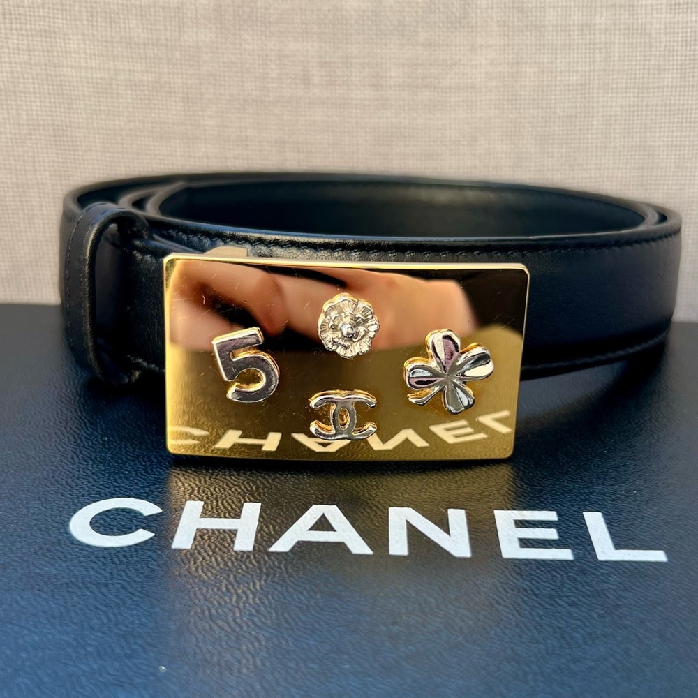 Chanel Black Leather Belt